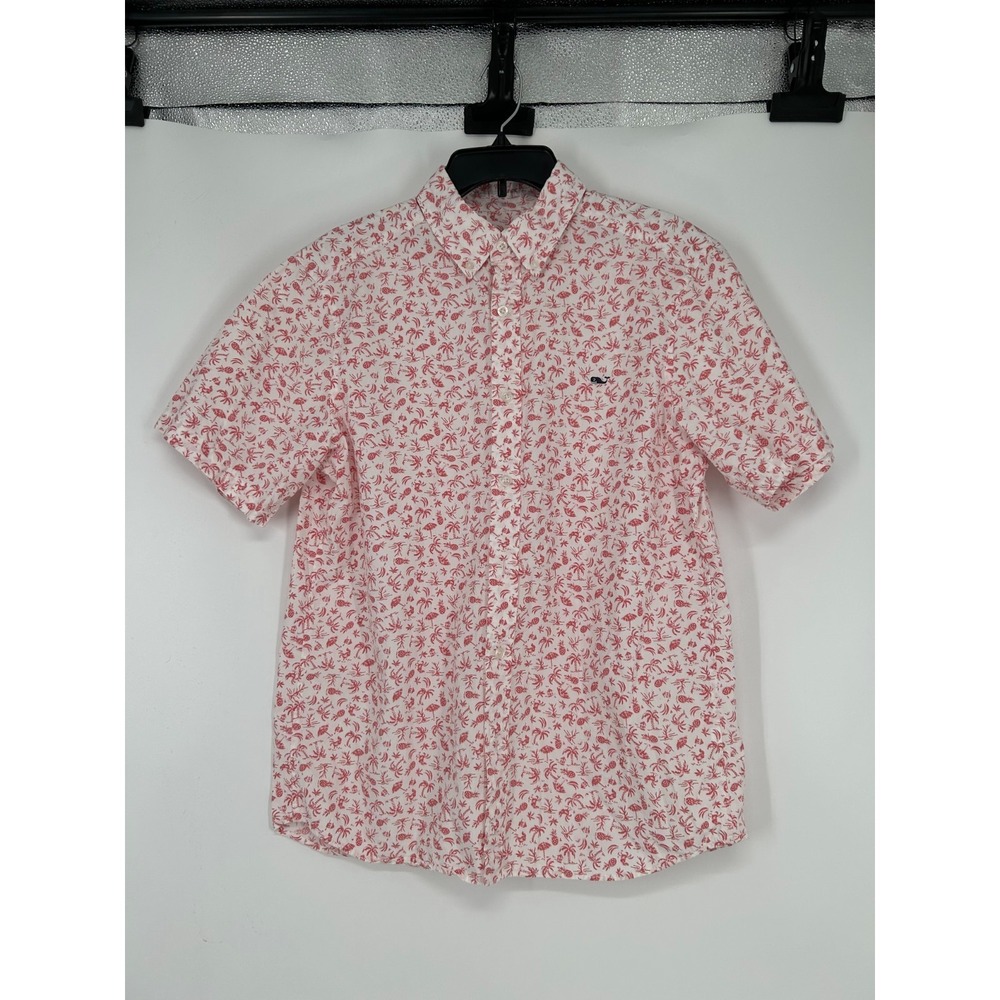 Vineyard Vines Whale Shirt Button Up Short Sleeve All Over Print Hawaiian